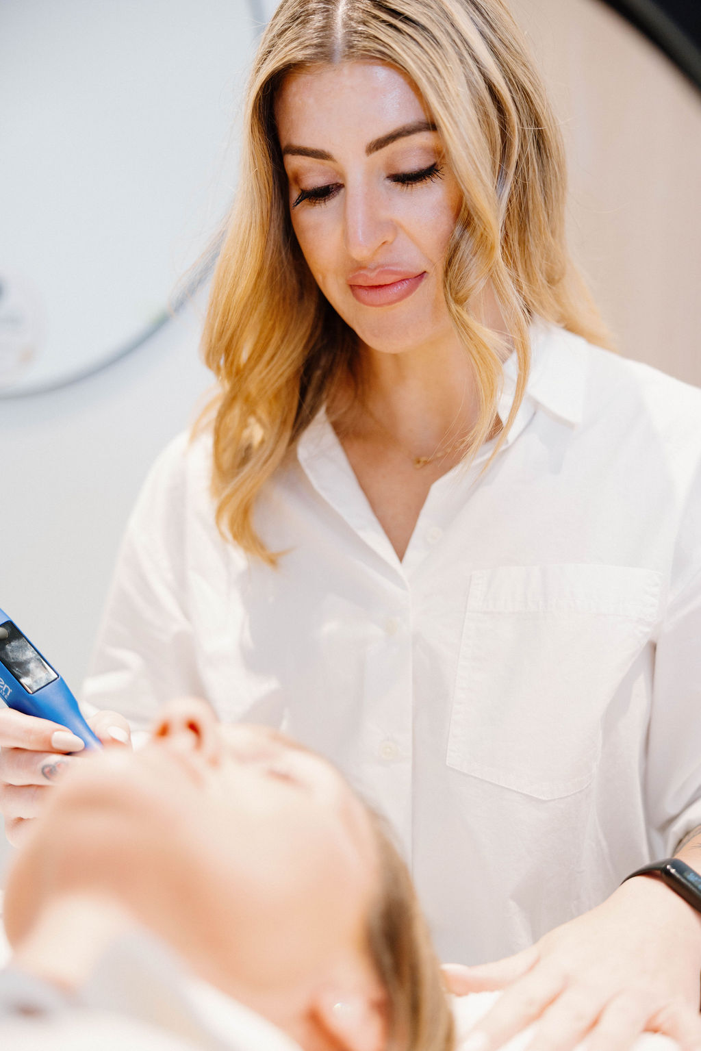 Microneedling with a boosted/peptide-infused protocol at Restorative Injectables